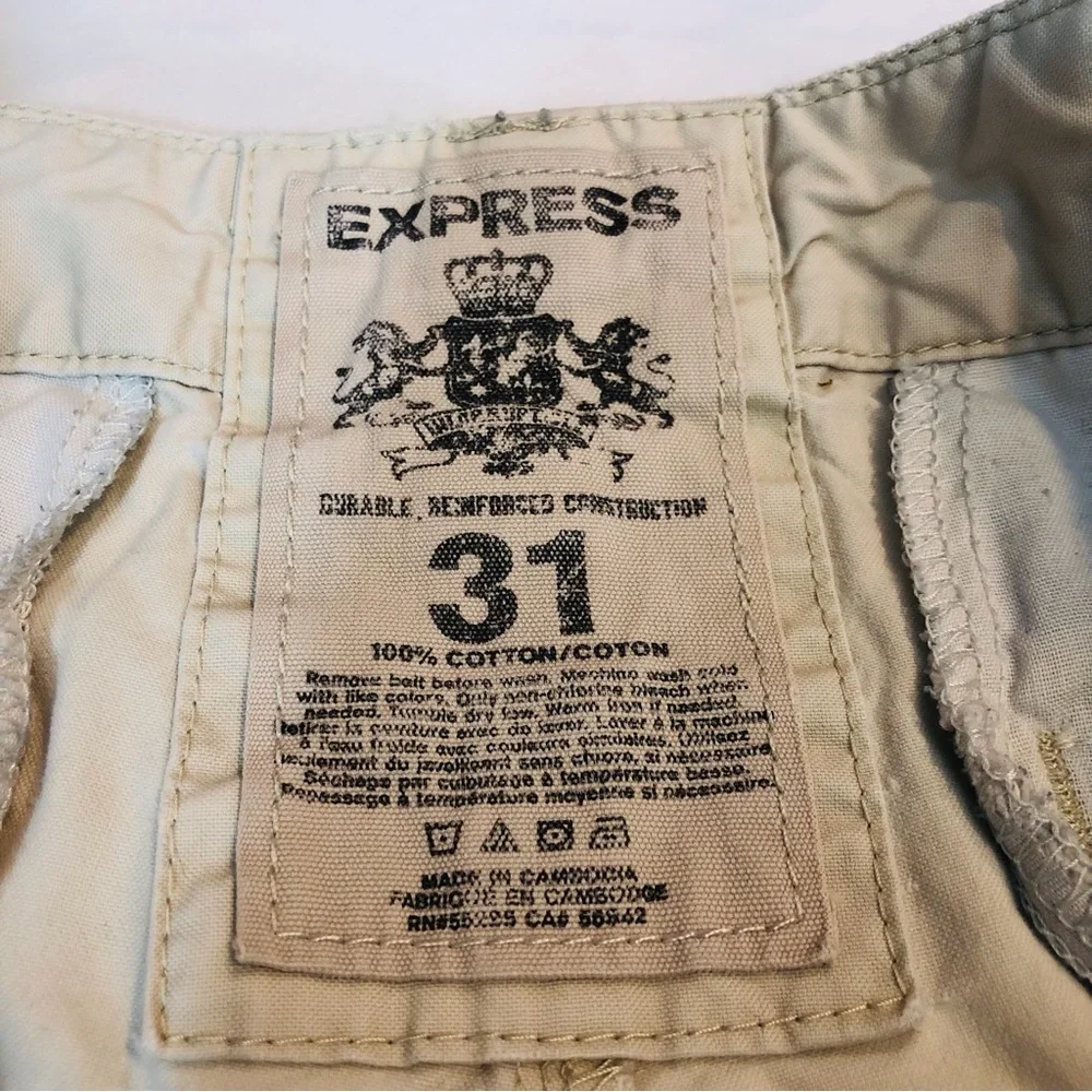 Express Mens Tan Flat Front Shorts